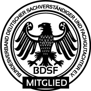 Siegel - Mitglied beim BDSF - Bundesverband deutscher Sachverständiger und Fachgutachter e.V.